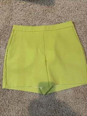 Rachel Zoe Lime Green High-Waist Tailored Shorts